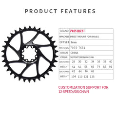 PASS QUEST Chainring 3mm Offest 8-Bolt