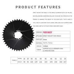 PASS QUEST Bicycle Chainring 3mm Offset